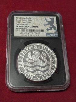2018 Lion Dollar Royal Dutch Mint .9999 Silver 1oz. ~ NGC PF 70 Ultra Cameo 