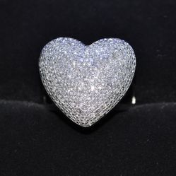 Ladies 14K White Gold Diamond Heart Ring 