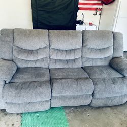 Grey Reclining Couch And Love Seat