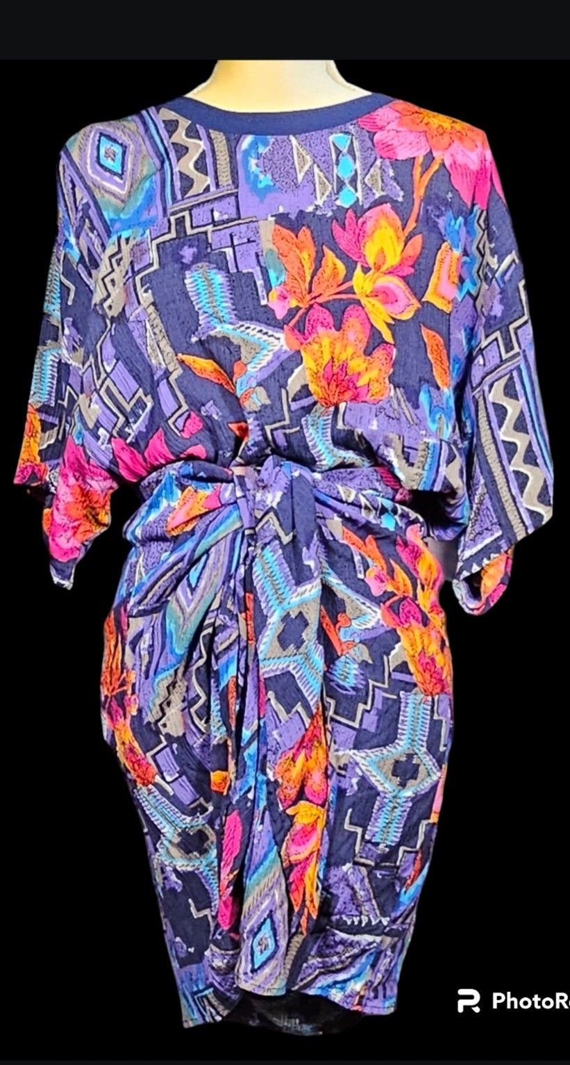 Vintage Carole Little Floral Wrap Dress 