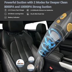 Dust Buster Handheld Vacuum Cordless Rechargeable, AEWHALE Car Vacuum Hand Vacuum 8000PA-10000PA High Power with Power Display, Portable Home & Car Mi