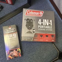 4-in-1 Portable Cooking Set (Coleman) Brand New With BBQ tool Set 