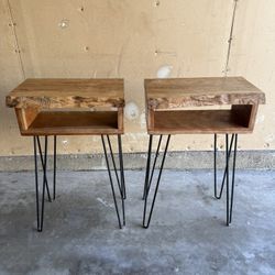 Oak Raw Edge Side Tables
