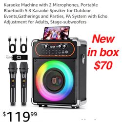 New Karaoke Machine with 2 Microphones, Portable Bluetooth$70 firm cash only pick.Up east Palmdale off 47th