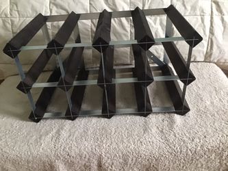 Wood and stainless wine rack for countertop bar top island etc