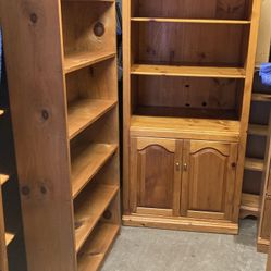 3 Solid Knotty Pine Storage Display Bookcases Shelving