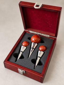 3-Piece Wine Bottle Stopper Set with Wooden Presentation Box