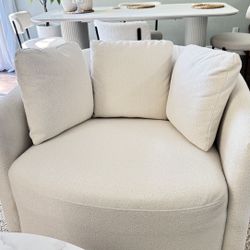 Beautiful Drew Accent Chair by Drew Barrymore, Cream Boucle