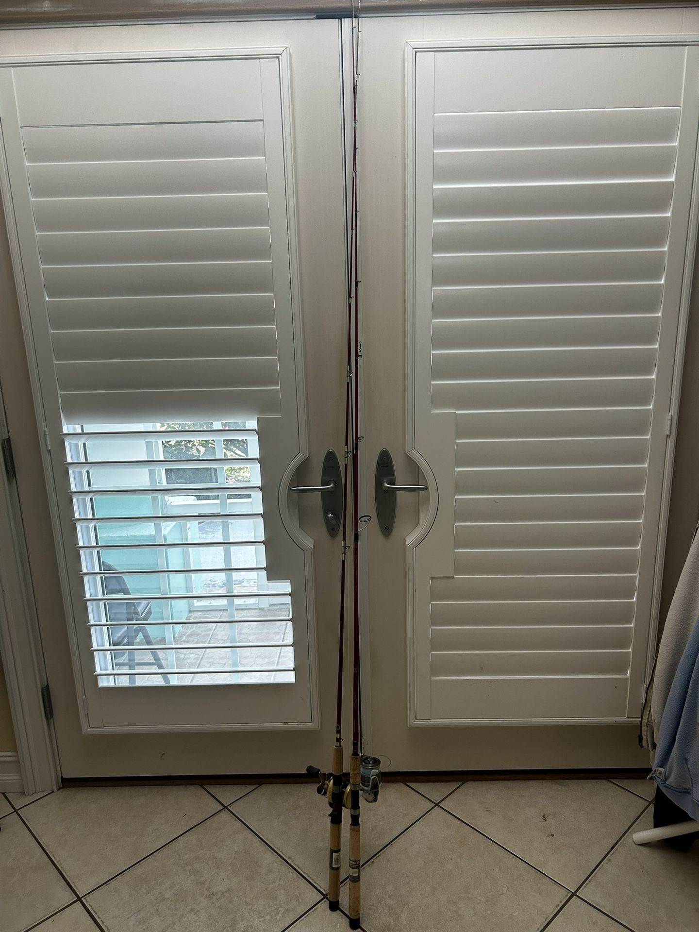 like new bundle of two Shimano Terez Waxwing 7' Casting Rod with Shimano Stradic spinning reel & S
