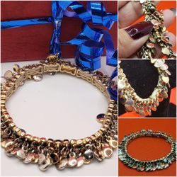 Rare Vintage Bracelet two tones, gold and silver, Stretch #873
