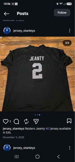 Raiders Jeanty #2 Football Jersey 5X Please inquire for your Size/ Player/ Team & Color
