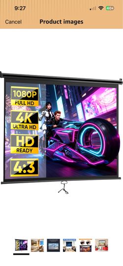 ZENY Projector Screen Pull Down 72 Inch 4:3 HD, Manual Projection Screen Home Theater, Portable Indoor Outdoor Retractable Movie Screen Ceiling Wall M