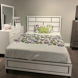 ASKdISCOUNTcOUPOn🍥queen King full twin bed dresser mirror nightstand bunk mattress /3pcs/akrs White Panel Bedroom Set 