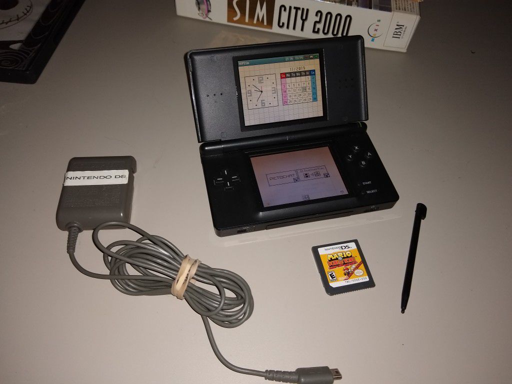 Nintendo Black DS Lite Plays Gameboy Advance and DS Cartridges with Game Charger and Stylus