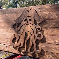 Large wooden pirate flag