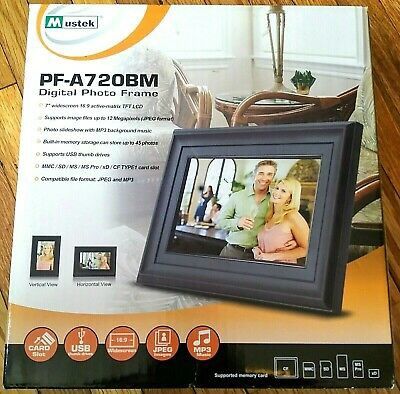 New 7" Digital Photo Frame, Gloss Black, stores up to 45 photos