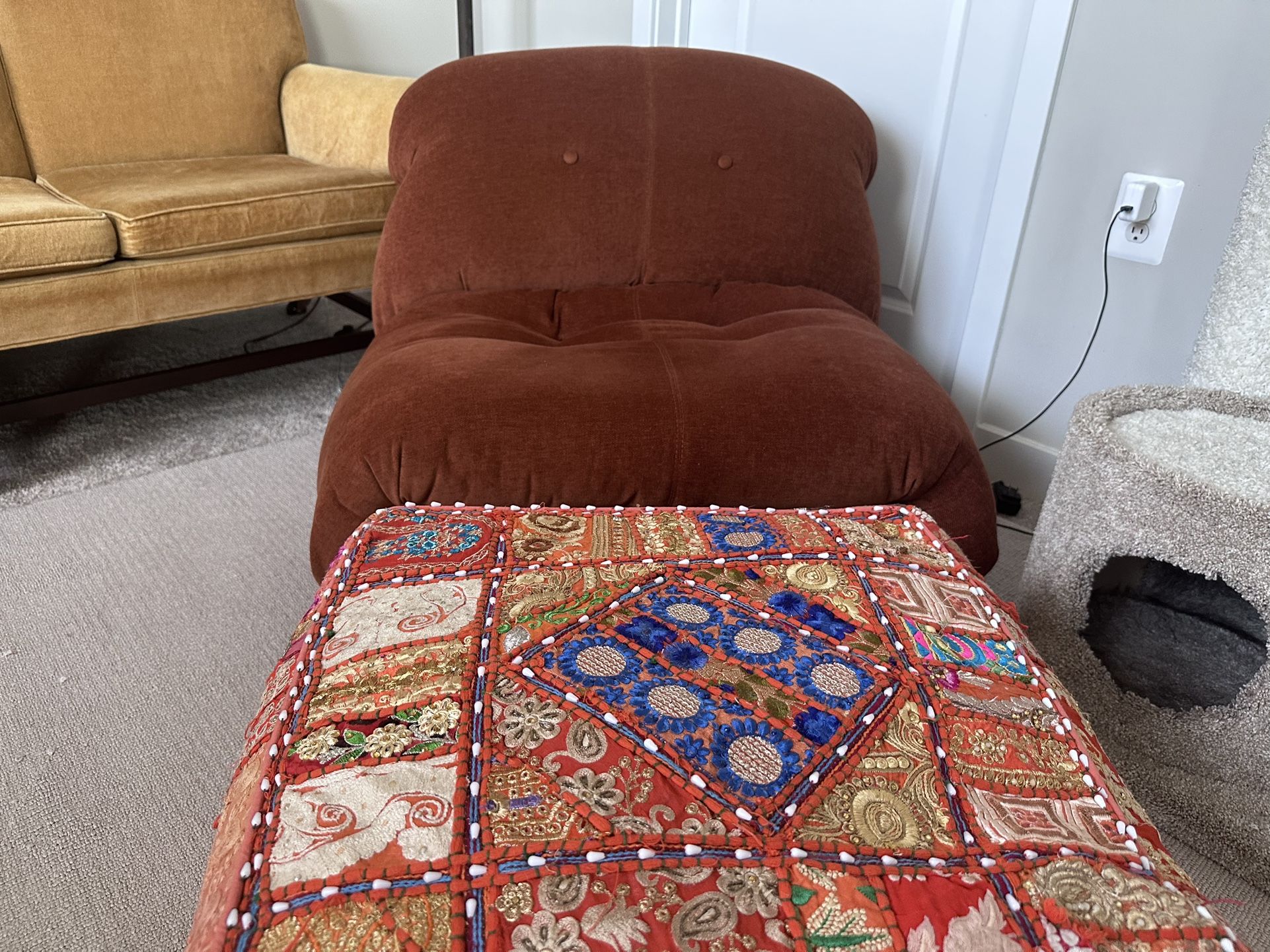 Orange Chenille Soriana Fireside Chair