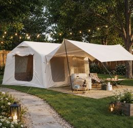 Large Canvas Glamping Tent with Awning