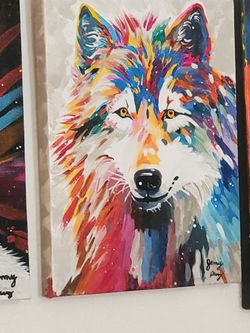 Custom Multi Color Wolf Painting