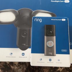 Ring Doorbell & Ring Floodlight Camera Pro 4k Bundle Newest Versions
