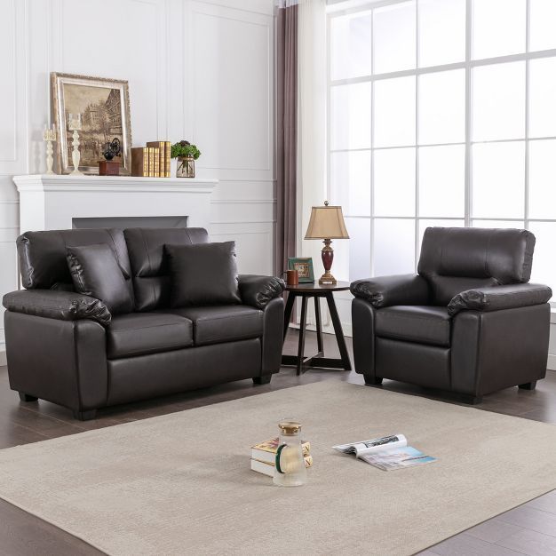 Faux Leather Loveseat and Chair,Ultimate Comfort Couch for Living Room,Lounge Room