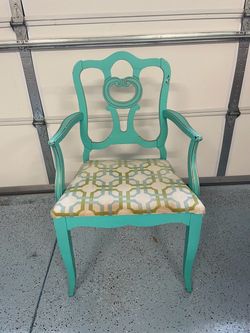 Turquoise Painted Armchair with Upholstered Seat