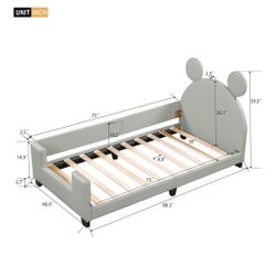 Upholstered Twin Bed Frames. Pink And Grey