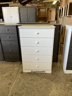 White 5 Drawer Chest 