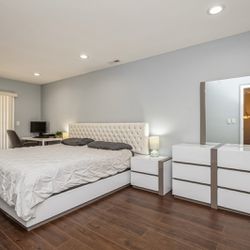 Grey & White 5 Piece Bedroom Set