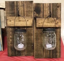 Rustic wall hanging candle holders
