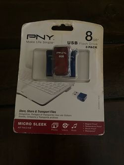 NEW PNY 8gb 2.0 USB Flash Drive 3 Pack