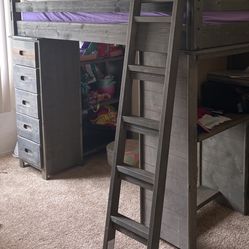 Wrangler Twin  Loft Desk , Chest And Bookshelf  Twin Bed