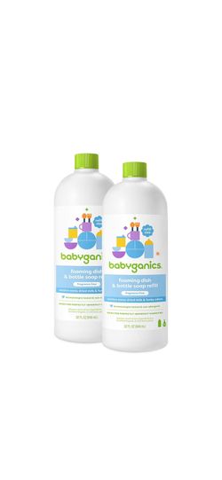Babyganics Foaming Dish Bottle Soap Fragrance Free for Baby Bottle Essentials $14/both  New Condition