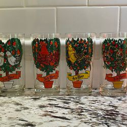 Vintage Indiana Glass 12 Days of Christmas Tumblers COMPLETE