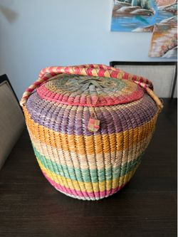 Vintage Wooven Rattan Snake Charmer Basket
