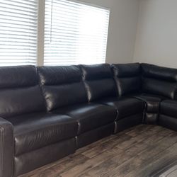 Black Leather Sectional Couch 
