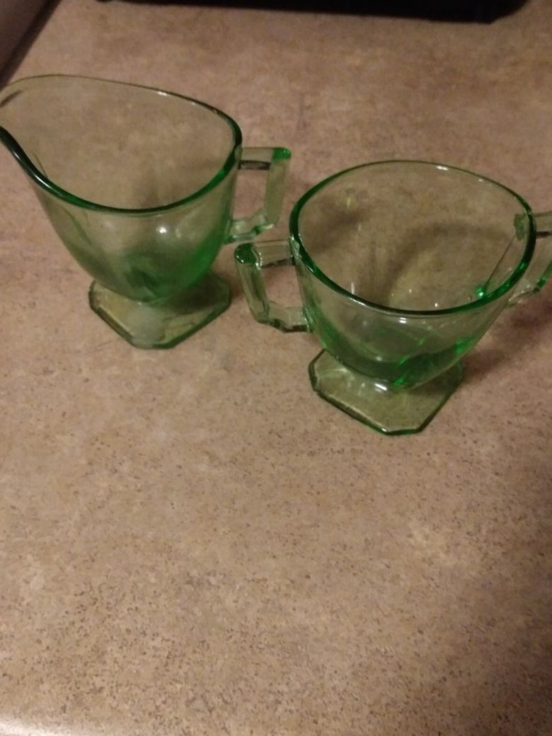 Green Glass Serving Dishes