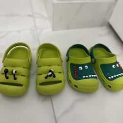 Clogs Toddler Size 8 Green 2 Pairs 