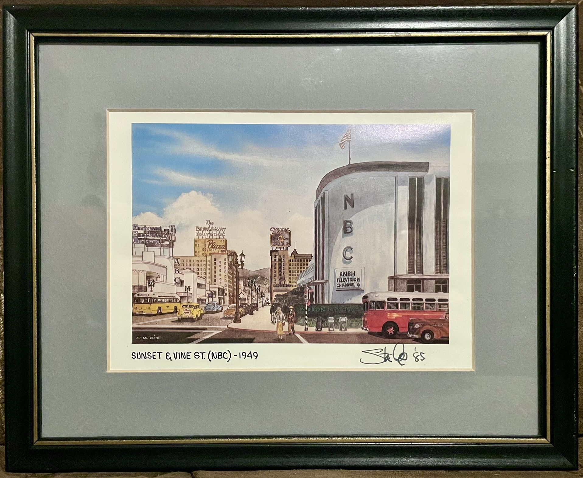 ‘SUNSET & VINE STREET (NBC)’ 1949 • Lithograph Print signed by STANLEY CLINE