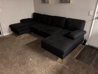 Black U Shape Sectional Sofa