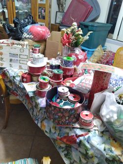 CHRISTMAS IS RIGHT AROUND THE CORNER RIBBON 🎀,   BOWS, GIFT TAGS, GIFT SEALS, GIFT Wrap, Cord $2-$3