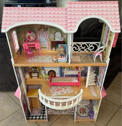 Large Wooden Dollhouse w/ Furniture & Accessories – Excellent Condition $125 OBO