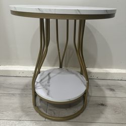 Tier End Table, Round Sofa Side Table with Metal Frame New!