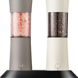 Gravity Electric Salt and Pepper Grinder Set – Rechargeable Pepper Mill with USB-C Charging Base, Dual LED Light, Automatic One-Handed Mill for Kitche