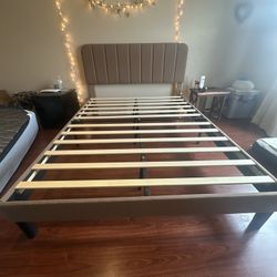 Queen Sized Coffee Velvet Bed Frame