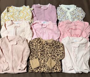 Baby Girl Sleeper Onesie Lot – 9 Pieces