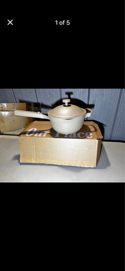 Pan and pots  brand: our place,  Brand  new in the box  Pick up in sun valley  Cash only  Comes in a beige color 8.5 inches