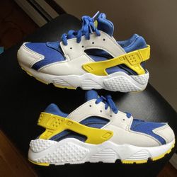 Nike Huarache 704949-418 Running Gym Youth Little Kids Blue Yellow Sneaker SZ 2 YOUTH 