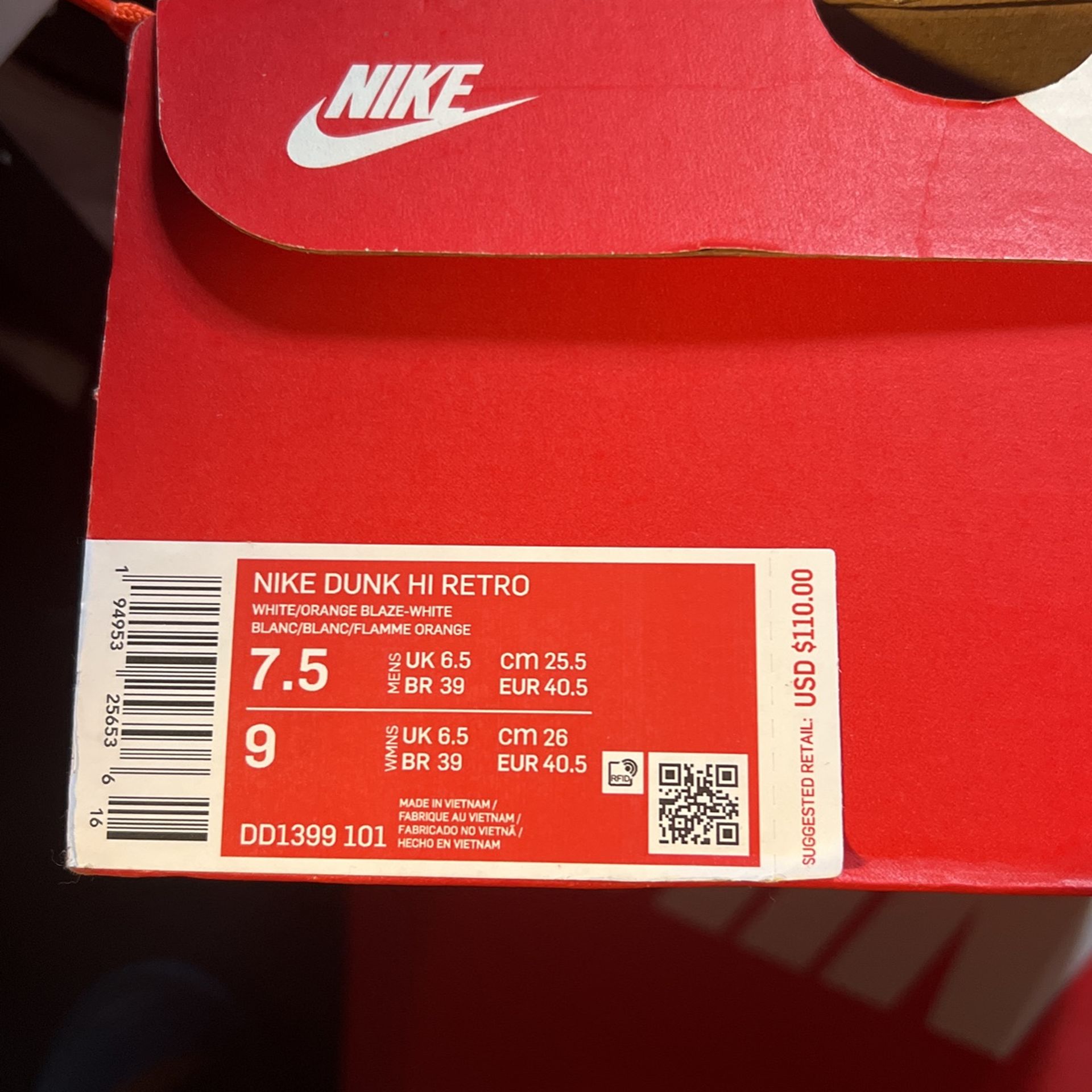 Preowned Nike Dunk HI-7.5