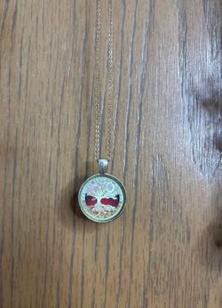 Necklace with gold and red tree of life pendant